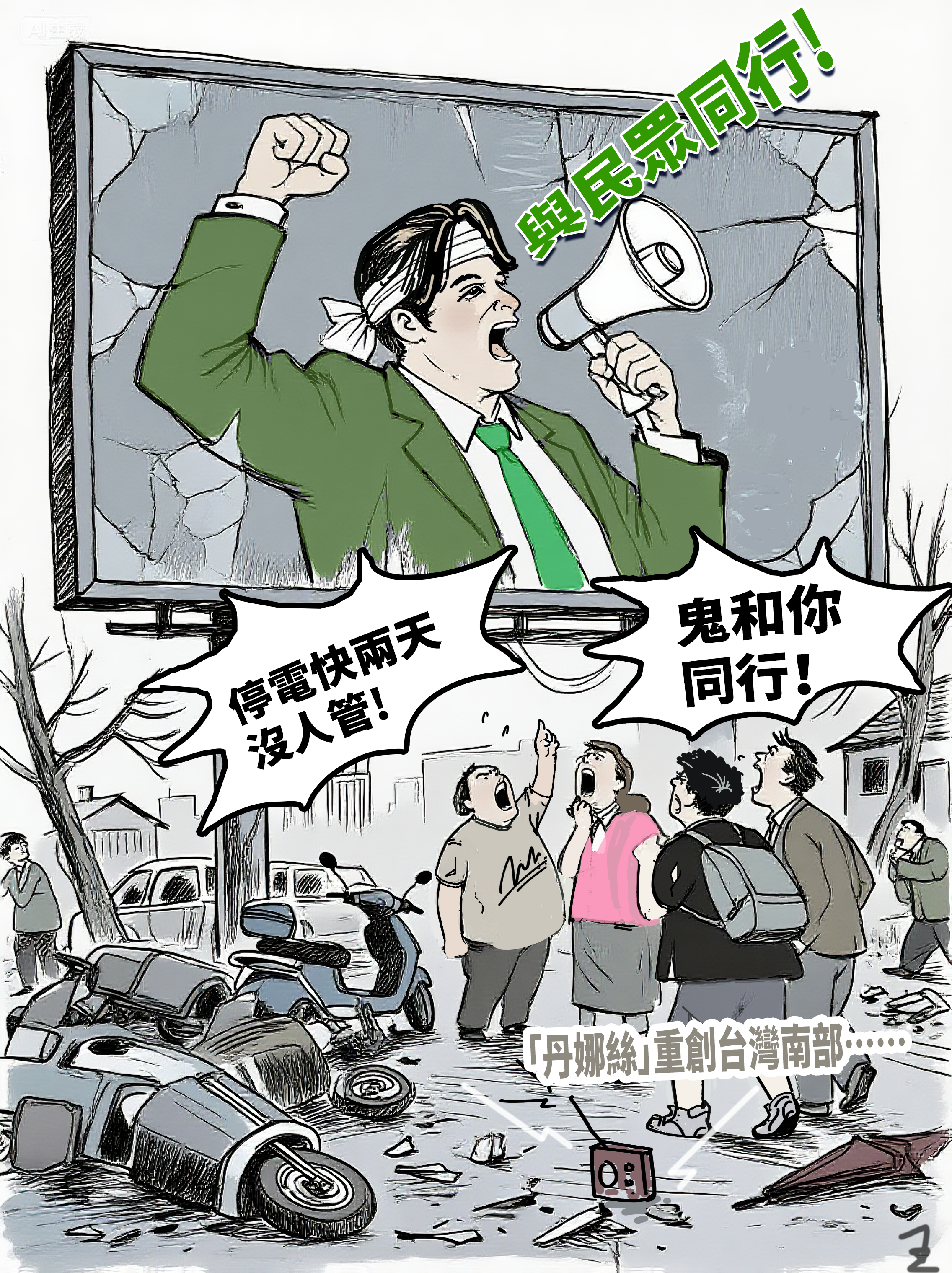 白贼漫画78｜“丹娜丝”重创台南，赖清德弃受灾群众搞“大罢免”引强烈不满